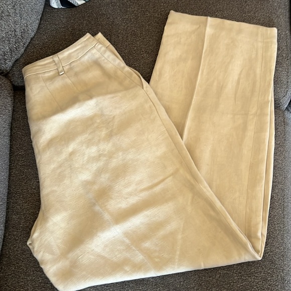 Ellen Tracy Linen Blend High Waist Pleated Straight Leg Trouser Pants Size 10 - Picture 2 of 11